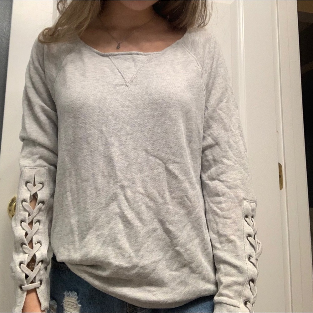 Tie-Arm Grey Soft Sweater Super Trendy